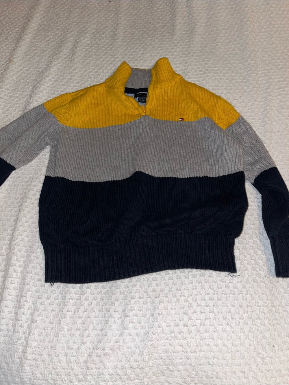 Tommy Hilfiger Men’s Colorblock Zip Pullover - Yellow, Gray, Navy